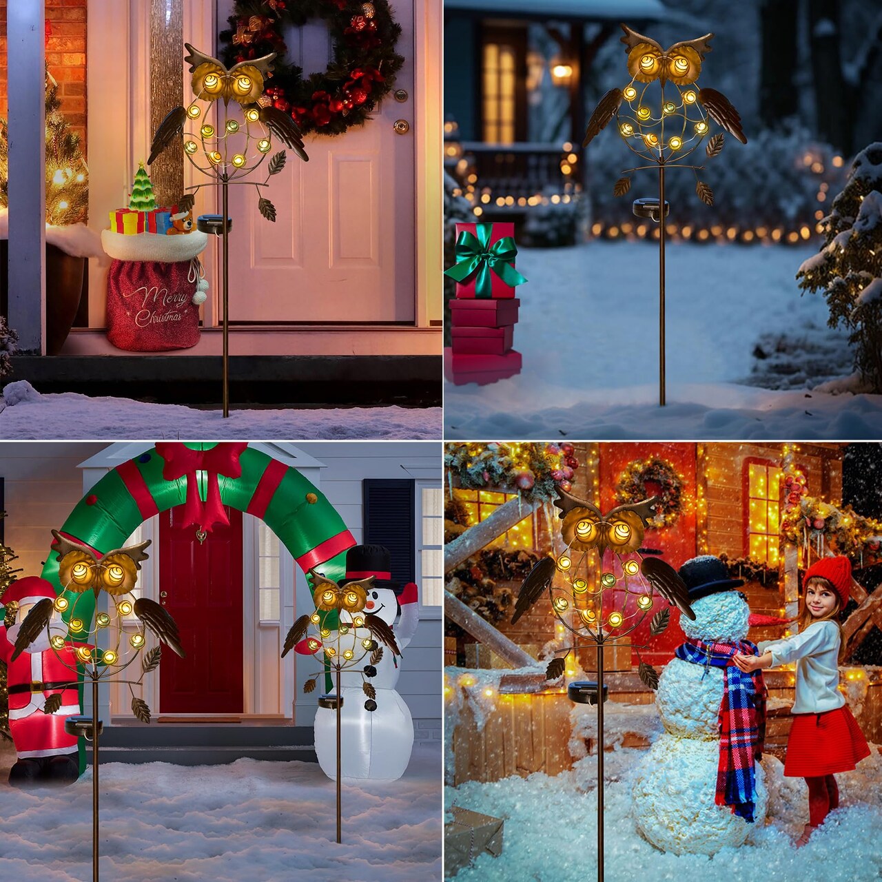 1 Pack Garden Solar Lights Outdoor, Solar Powered Stake Lights Great Gifts - Metal OWL LED Decorative Garden Lights for Walkway,Pathway,Yard,Lawn (Bronze)